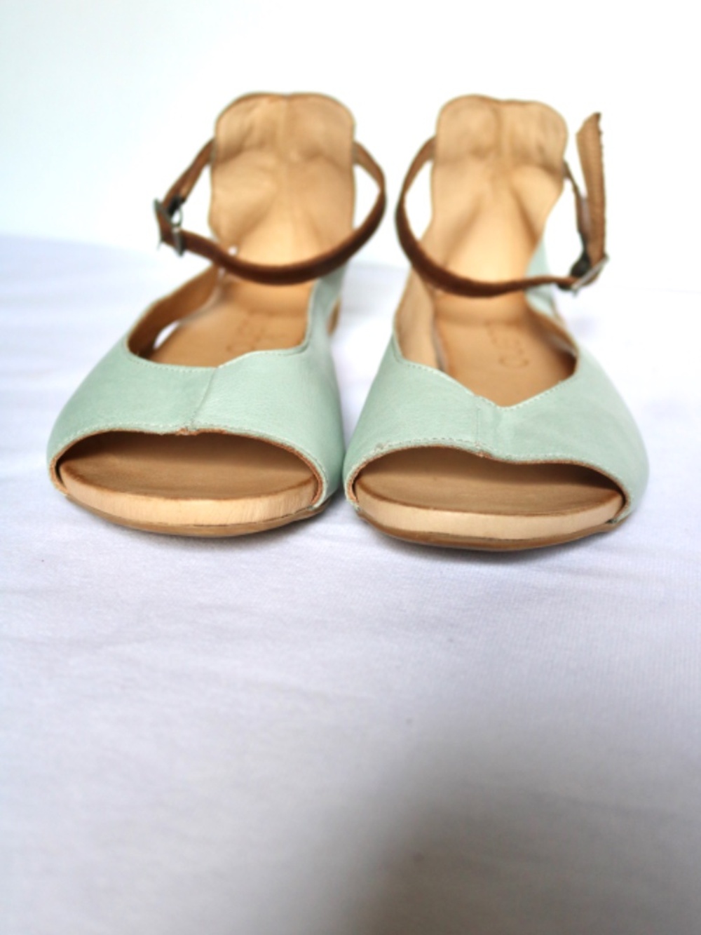Bueno Leather Sandals Mint Green Brown Ankle Strap Open Toe Women's Size 36 - Picture 6 of 9